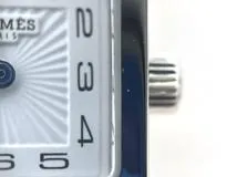 HERMES エルメス 腕時計 Hウォッチミニ HH1.110 ステンレススティール/革 ホワイト文字盤 クォーツ 社外革ベルト【472】TS