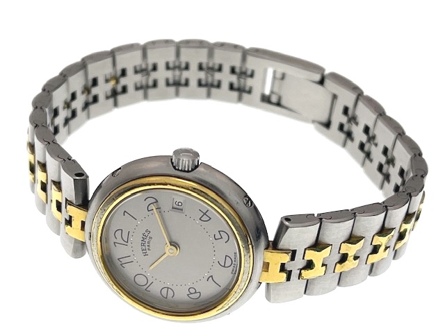 HERMES エルメス レディース クォーツ プロフィール コンビ シルバー