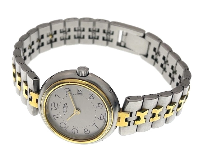 HERMES エルメス レディース クォーツ プロフィール コンビ シルバー文字盤 GP/SS 現状販売【472】HK