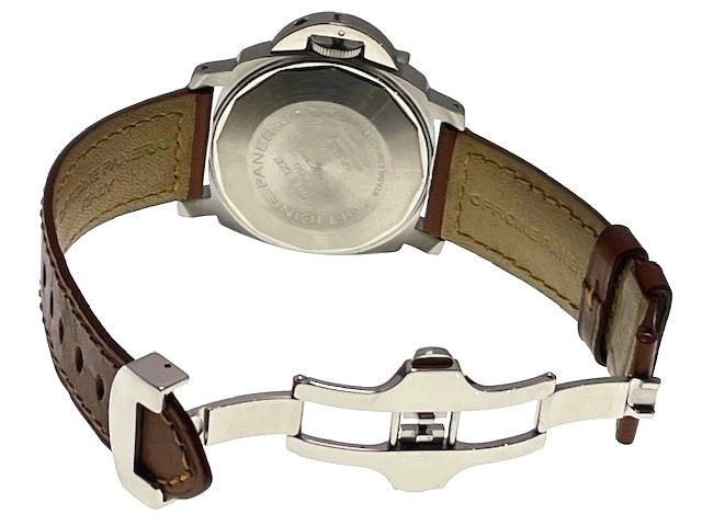 PANERAI パネライ　メンズ オートマチック　ルミノール マリーナ PAM00048 ブラック文字盤 SS/レザー 社外バックル【472】HK