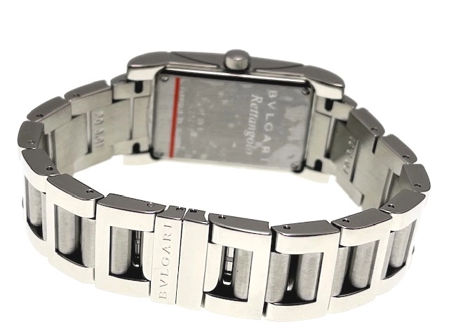 BVLGARI ブルガリ レディース クオーツ レッタンゴロ RT39S ホワイト文字盤 SS【472】HK