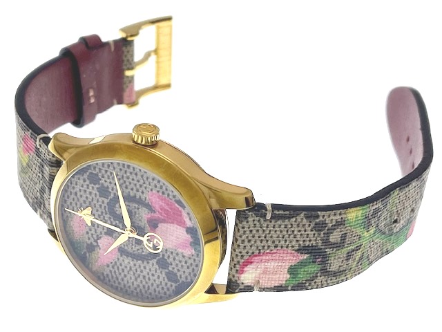 【美品】グッチ　126.4 Gタイムレス　GG フラワー　ユニセックス　腕時計 GUCCI グッチ 男女兼用 クォーツ Gタイムレス GGフラワー 126.4