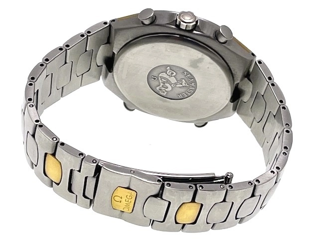 【現状販売】OMEGA オメガ　メンズ クオーツ　シーマスター ポラリス クロノグラフ ブラック文字盤 YG/SS【472】HK