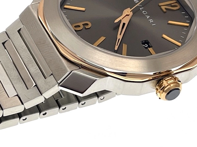 BVLGARI ブルガリ メンズ 自動巻き オクト OCP41SG グレー文字盤 PG/SS【472】HK