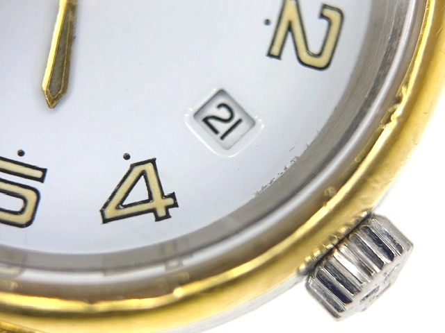 HERMES エルメス 腕時計 プルマン コンビ GP/SS ホワイト文字盤【472】TS