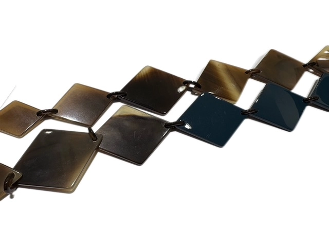 HERMES エルメス ディーヴァ ネックレス ブルーグリーン/ブラウン バッファローホーン 2143700202430 【432】