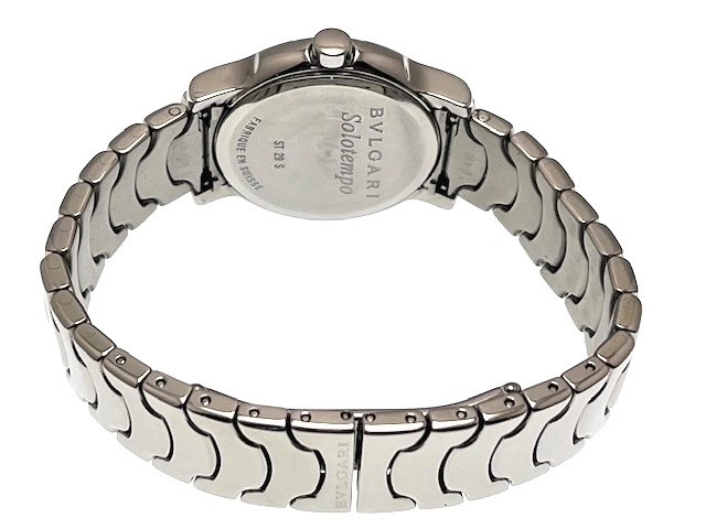 BVLGARI ブルガリ レディース クオーツ ソロテンポ ST29S ブラック×シルバー文字盤 SS【472】HK