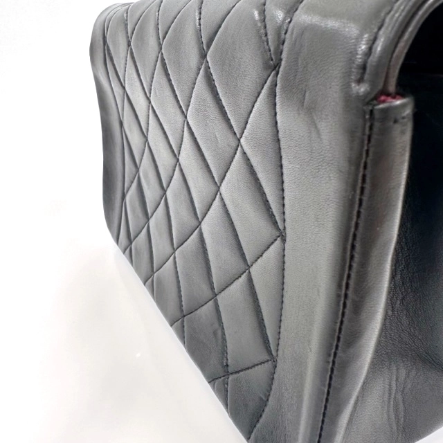 CHANEL シャネル マトラッセ ダイアナフラップ チェーンショルダー ブラック ラムスキン【432】2148103586101