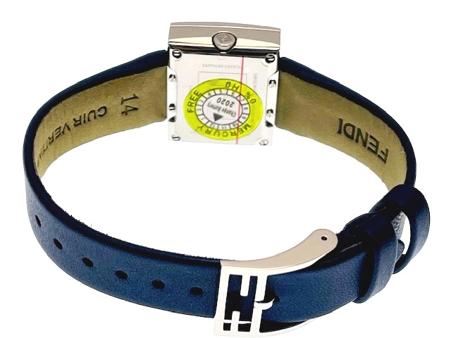 FENDI フェンディ レディース クォーツ レクタンギュラー F100102801 ネイビー文字盤 SS/レザー【472】HK