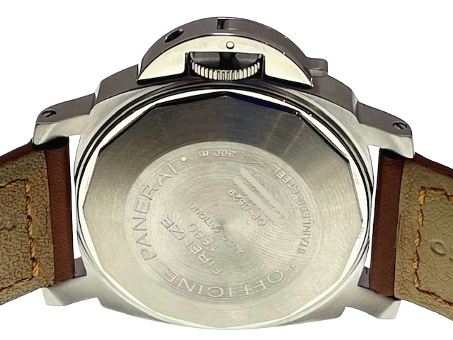 PANERAI パネライ　メンズ オートマチック　ルミノール マリーナ PAM00048 ブラック文字盤 SS/レザー 社外バックル【472】HK