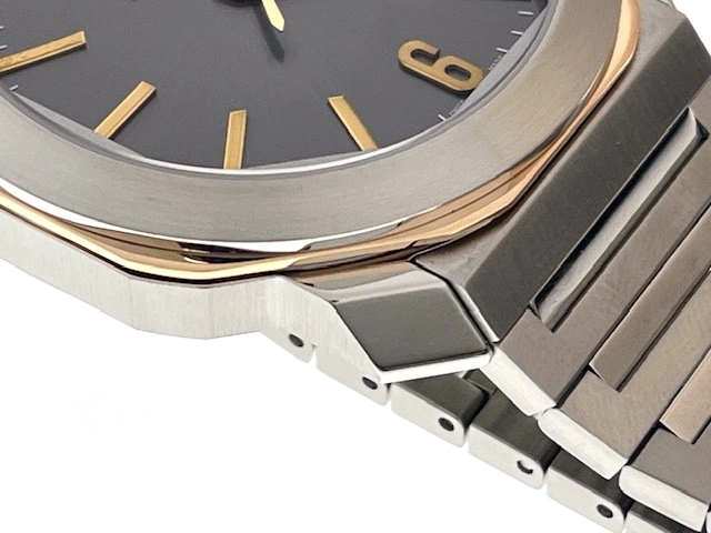 BVLGARI ブルガリ メンズ 自動巻き オクト OCP41SG グレー文字盤 PG/SS【472】HK