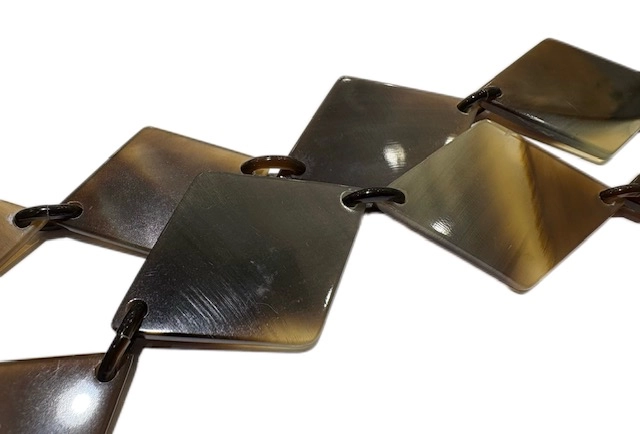 HERMES エルメス ディーヴァ ネックレス ブルーグリーン/ブラウン バッファローホーン 2143700202430 【432】