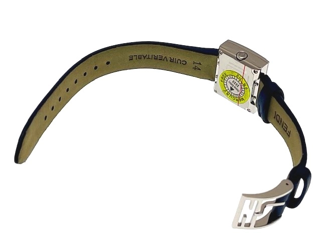 FENDI フェンディ レディース クォーツ レクタンギュラー F100102801 ネイビー文字盤 SS/レザー【472】HK
