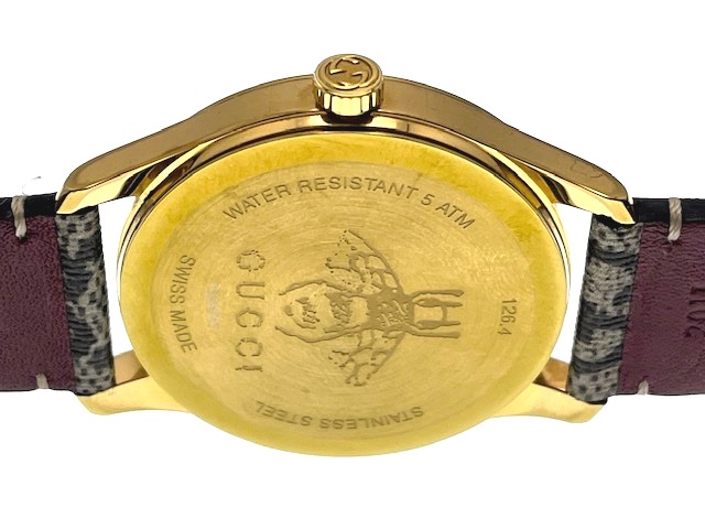 【美品】グッチ　126.4 Gタイムレス　GG フラワー　ユニセックス　腕時計 800000083574000-