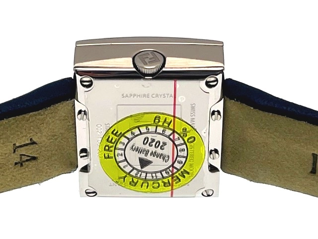 FENDI フェンディ レディース クォーツ レクタンギュラー F100102801 ネイビー文字盤 SS/レザー【472】HK