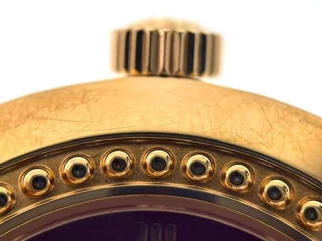 VERSACE ヴェルサーチ 腕時計 バニティ P5Q ゴールドプレート/革 レッド文字盤 クォーツ 【472】TS