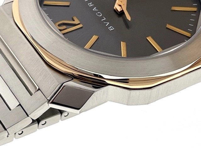 BVLGARI ブルガリ メンズ 自動巻き オクト OCP41SG グレー文字盤 PG/SS【472】HK