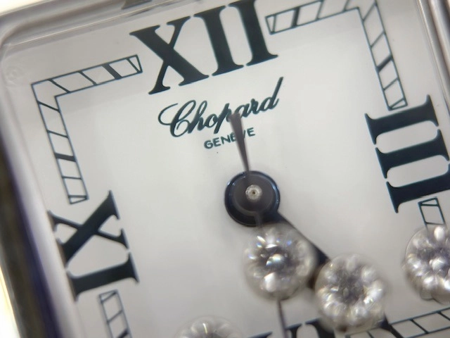 Chopard ショパール 腕時計 ハッピースポーツ スクエア 27/88922-23 ステンレススティール/クロコダイルベルト ホワイト文字盤【472】TS