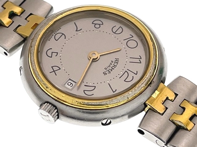 HERMES エルメス レディース クォーツ プロフィール コンビ シルバー文字盤 GP/SS 現状販売【472】HK