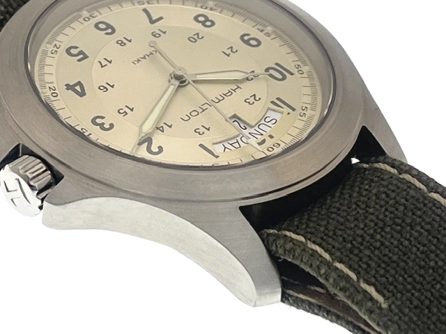 HAMILTON ハミルトン メンズ クオーツ カーキ･キング H64451823 ベージュ(シルバー)文字盤 SS/ナイロン/レザー 現状販売品【472】HK