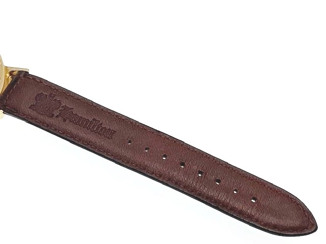 HAMILTON ハミルトン 男女兼用 クオーツ ベンチュラ 40周年記念 6250 ブラック文字盤 GP/リザード 現状販売品【472】HK