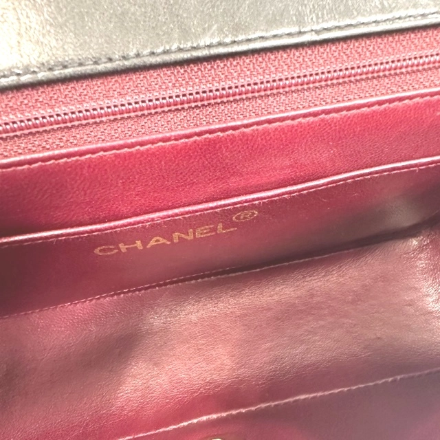 CHANEL シャネル マトラッセ ダイアナフラップ チェーンショルダー ブラック ラムスキン【432】2148103586101