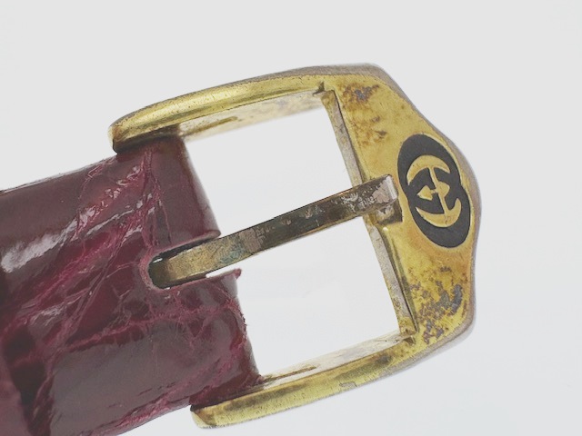 GUCCI グッチ 腕時計 3400F L ゴールドメッキ/社外革ベルト