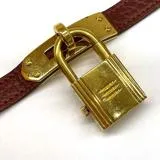 HERMES　エルメス　時計　レディース用　ケリーウォッチ　KE1.201　メッキゴールド/レザー　ワインレッド文字盤　〇S　1989年製【430】2148103652370