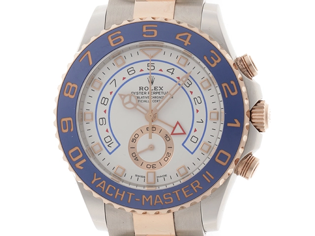 2020年11月正規品 ROLEX ロレックス 腕時計 ヨットマスターII 116681 ホワイト文字盤 ステンレス/K18ローズゴールド ベンツ針 自動巻【472】SJ