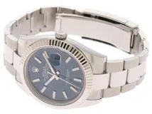 2023年6月正規品 ROLEX ロレックス 腕時計 デイトジャスト41 126334 ブルー文字盤 K18ホワイトゴールド／ステンレス オイスターブレスレット 自動巻【472】SJ