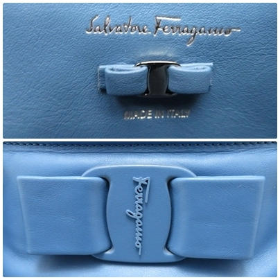 Salvatore Ferragamo フェラガモ　ガンチーニ トートバッグ　ネイビー/ブラック　キャンバス/レザー　EE-21 0883　2148103717154【437】