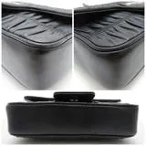 PRADA　プラダ　ギャザー　チェーンショルダー　ブラック　カーフ　2148103818677【437】