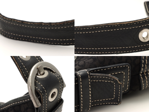 ✧良品【コーチ】ミニシグネチャー　ワンショルダー6351 黒 キャンバス　レザー COACH コーチ ミニシグネチャーワンショルダー ブラック