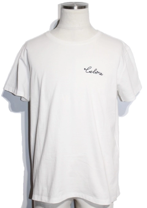 CELINE セリーヌ エンブロイダリーTシャツ メンズS ホワイト コットン ...