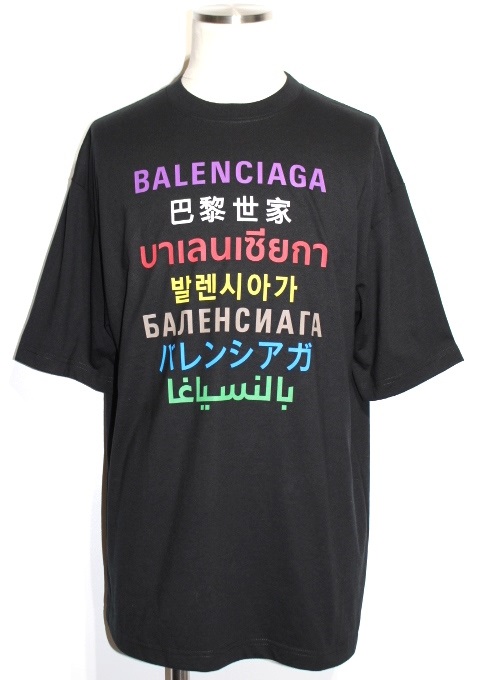 BALENCIAGA バレンシアガ Tシャツ メンズS ブラック ポリエステル コットン 612966 (2148103328961) 【200】
