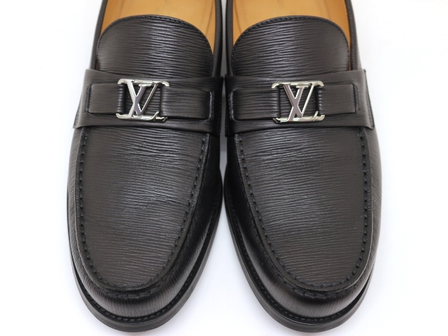 LOUIS VUITTON ルイ・ヴィトン 革靴 ローファー メンズ8 約26.5cm ブラック エピ レザー (2148103331251)  【200】