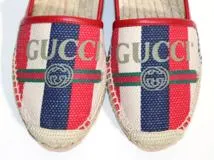 GUCCI グッチ エスパドリーユ レディース36 レッド ネイビー