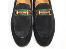 GUCCI グッチ 革靴 ローファー メンズ7ハーフ ブラック スエード