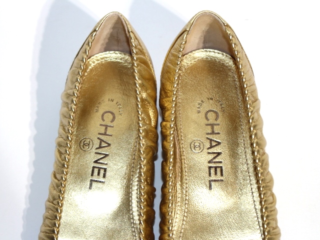 CHANEL シャネル フラットパンプス レディース37 約23.5cm ココマーク ゴールド レザー G31731 (2147100335293)  【200】 の購入なら「質」の大黒屋（公式）