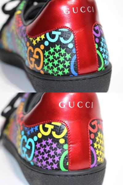 GUCCI グッチ スニーカー メンズ8ハーフ GGサイケデリック マルチカラー レザー PVC 610086 (2148103335488)  【432】