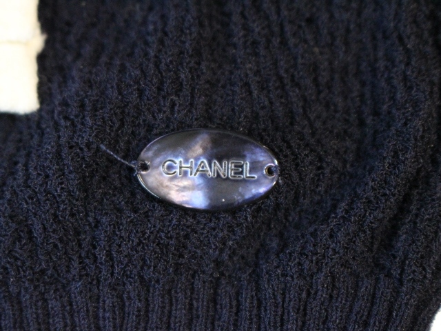 CHANEL シャネル 半袖ニット レディース36 ネイビー リボン