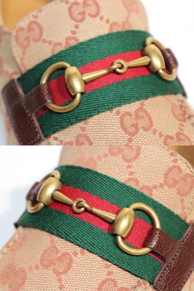 GUCCI グッチ 革靴 ローファー メンズ8ハーフ ベージュ ブラウン