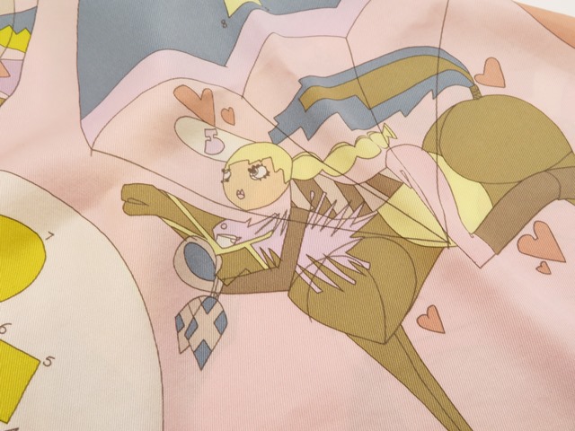 HERMES エルメス スカーフ カレ70 シルク ピンク かわいいお馬 HERMES エルメス スカーフ カレ70 シルク ピンク かわいいお馬