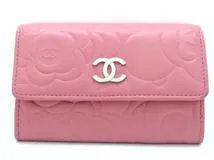 CHANEL シャネル カードケース カメリア ピンク ラムスキン A50088