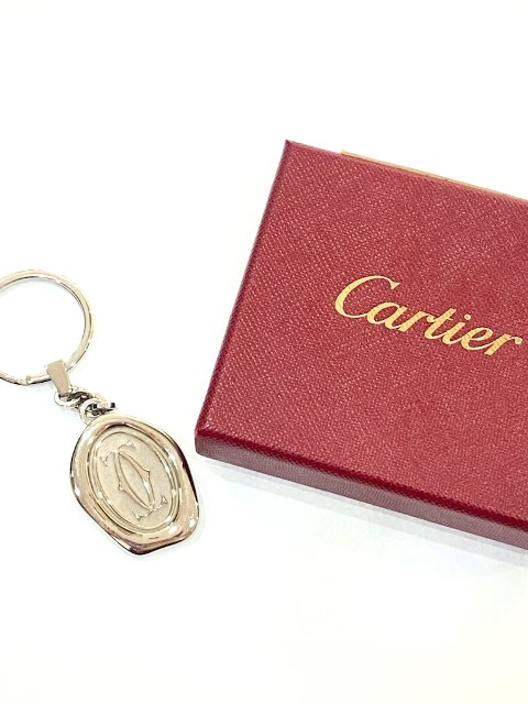 Cartier　カルティエ　キーホルダー　キーリング　チャーム　2Cモチーフ ワックス デコール　ステンレススチール　T1220486　【474】