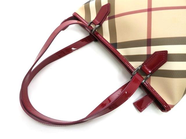 BURBERRY バーバリー トートバッグ チャック柄 ベージュ レッド