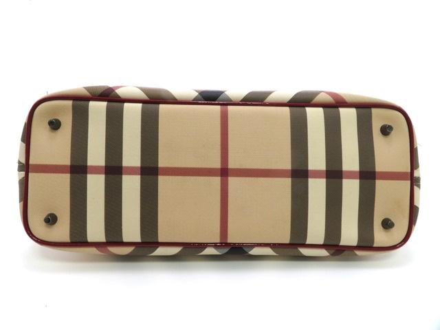 BURBERRY バーバリー トートバッグ チャック柄 ベージュ レッド