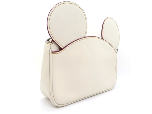美品 ディズニー×コーチコラボ　アクセサリーポーチ　グラブタンレザー　アイボリー 楽天市場】コーチ(COACH) コーチxディズニー ホリデイプリント