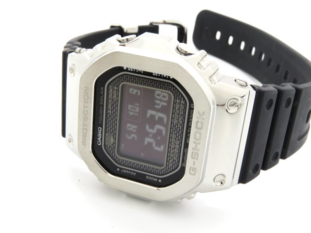 CASIO　カシオ　G-SHOCK　ジーショック　フルメタル　GMW-B5000-1JF　ステンレス　樹脂バンド　ブラック　シルバー　電波時計　 タフソーラー　200ｍ防水　【474】