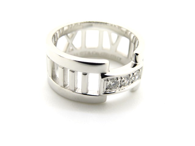 (新品仕上げ済）ティファニー TIFFANY アトラス オープン フルダイヤ リング 指輪 K18 WG × ダイヤモンド 約13.5号 9117